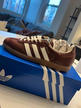 Adidas Sambas Maroon Leather with Gum Sole